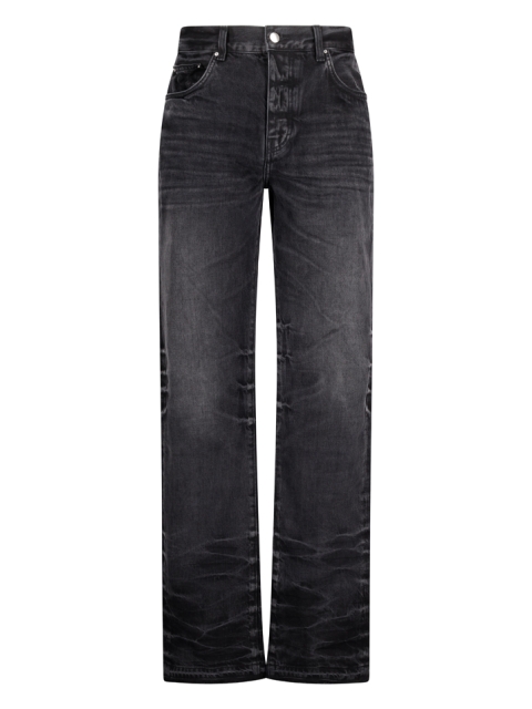 STRAIGHT-FIT JEANS WITH FRAYED BOTTOM