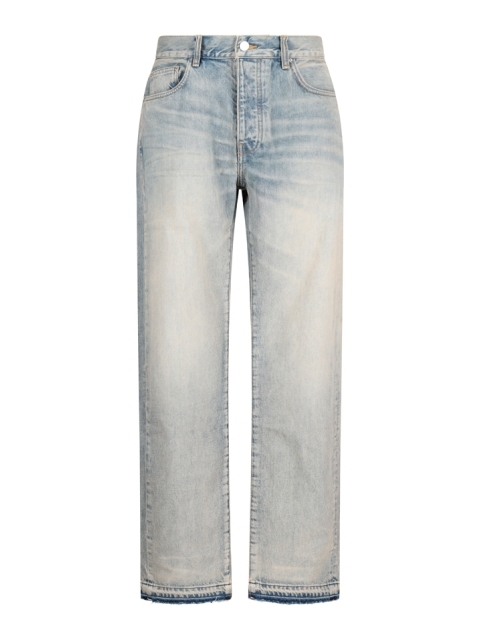STRAIGHT-FIT JEANS WITH FRAYED BOTTOM