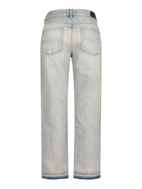 STRAIGHT-FIT JEANS WITH FRAYED BOTTOM