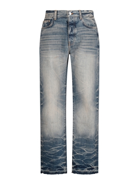 STRAIGHT-FIT JEANS WITH FRAYED BOTTOM