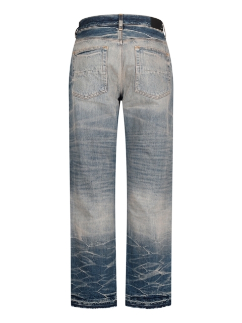 STRAIGHT-FIT JEANS WITH FRAYED BOTTOM