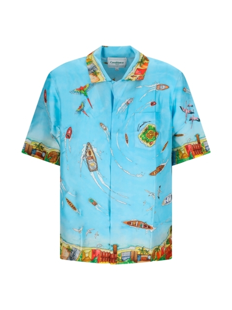 UNISEX CUBAN COLLAR SHORT SLEEVE SHIRT