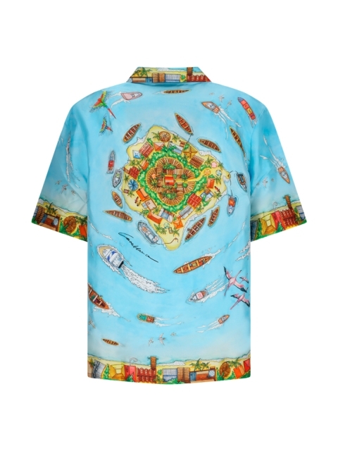 UNISEX CUBAN COLLAR SHORT SLEEVE SHIRT