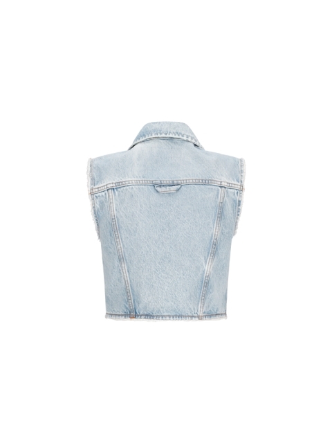 GILET CROPPED IN DENIM