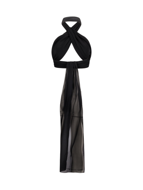  DRAPED CROSSED BRALETTE IN SILK GEORGETTE