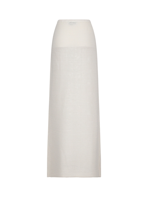 WHITE CROCHET MIDI SKIRT