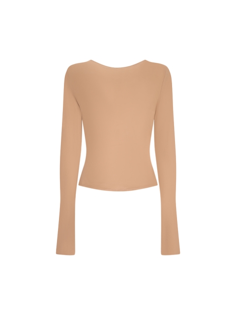 LONG SLEEVE FLORAL APPLIQUÉ JERSEY TOP