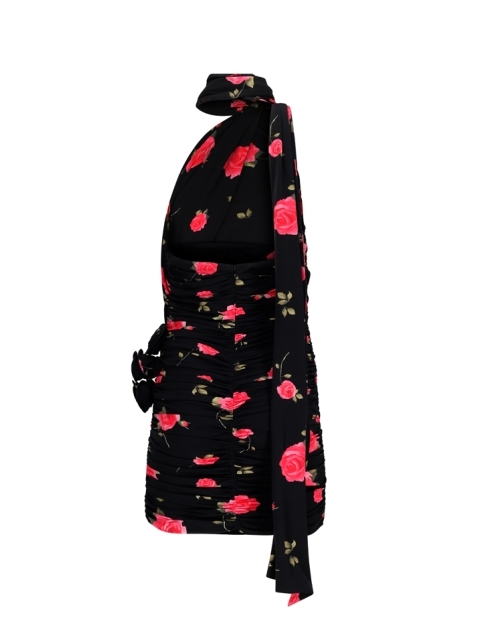 WRAP NECK MINI DRESS  PRINT