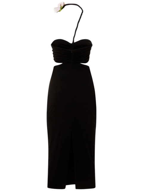 CUTOUT WIRE NECKLINE MIDI DRESS