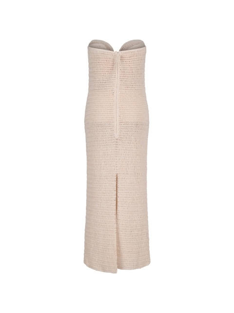 BEIGE CROCHET DRESS