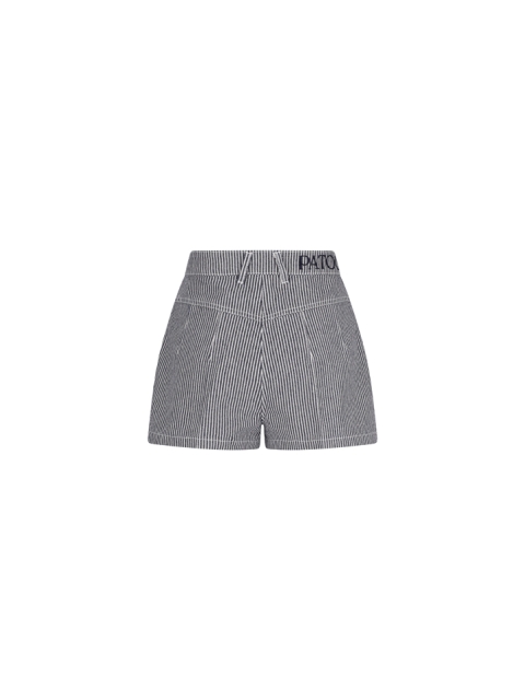 STRIPED DENIM MINI SHORTS