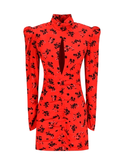 DRAPED MINI DRESS WITH HIGH NECK
