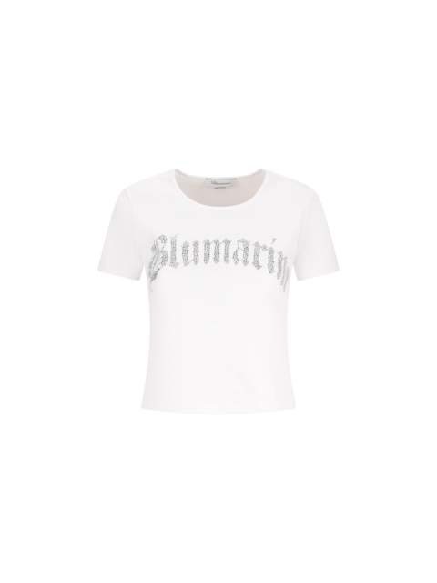T-SHIRT IN COSTINA CON LOGO BLUMARINE IN STRASS