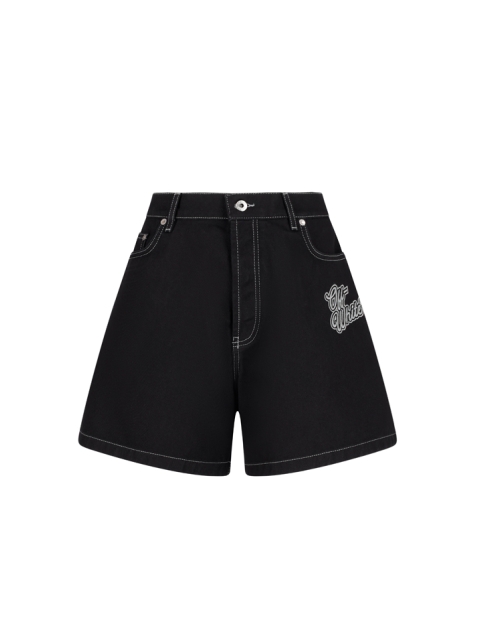 BLACK COTTON SHORT WITH LOGO