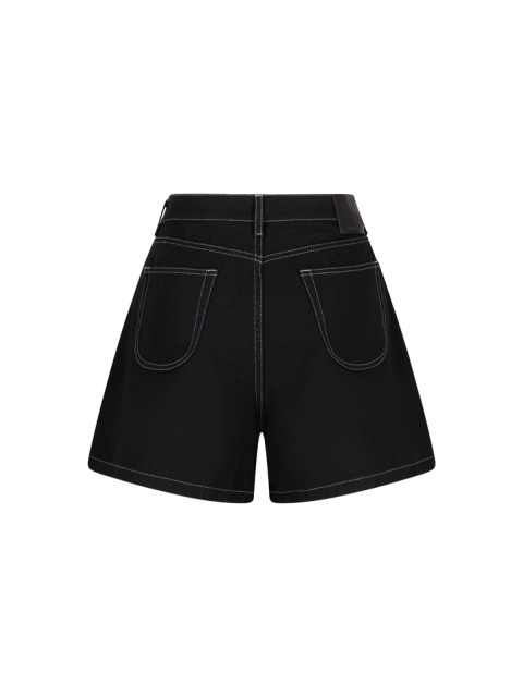 BLACK COTTON SHORT WITH LOGO