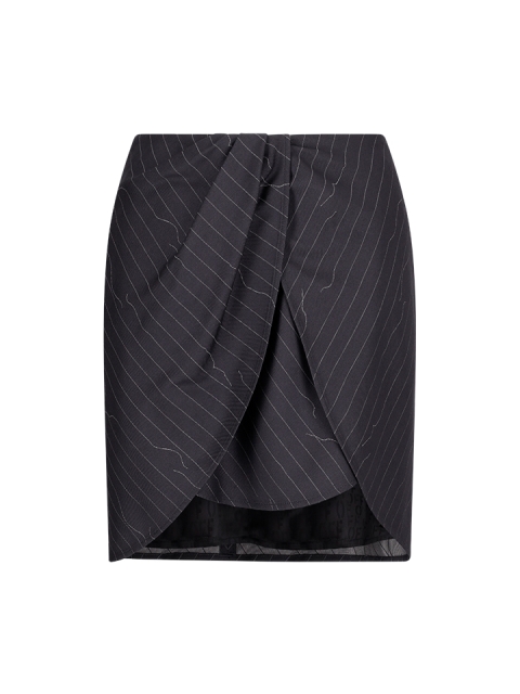 TWIST PINSTRIPE MINI SKIRT