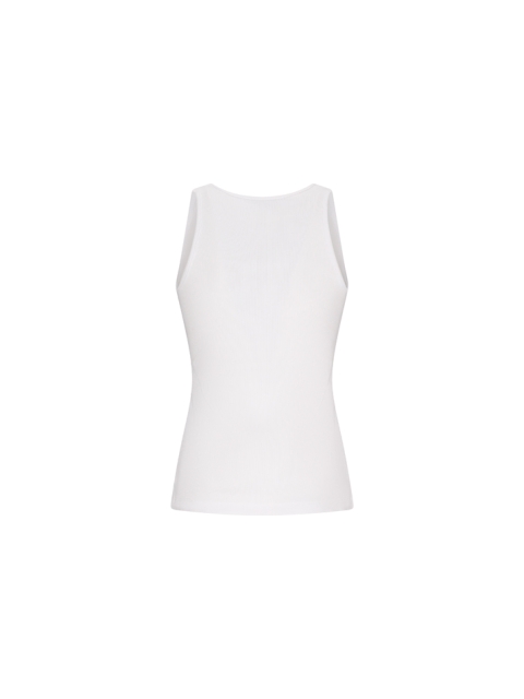 RIBBED TANK TOP WITH B GOTHIC RHINESTONE EMBROIDERY