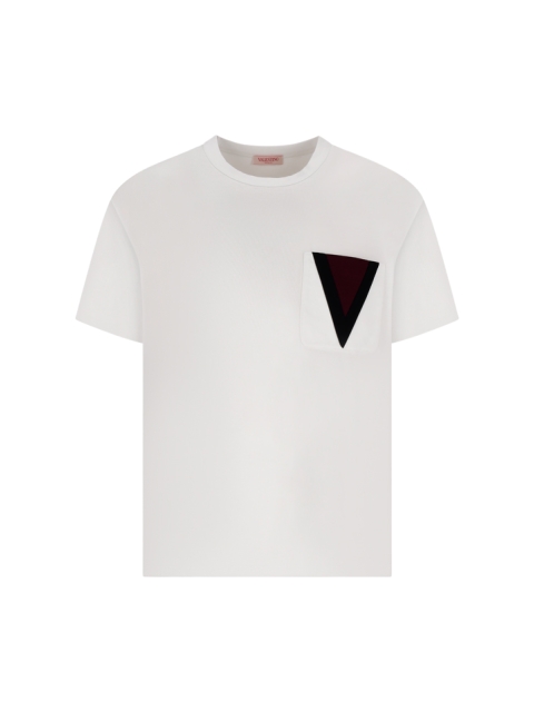COTTON T-SHIRT WITH METALLIC V DETAIL