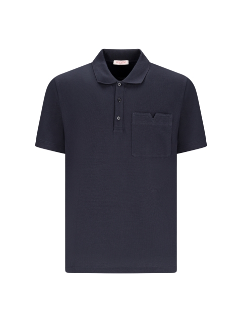COTTON PIQUET POLO WITH STITCHED V DETAIL