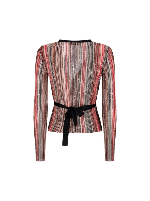 SWEATER WITH V-NECK VERTICAL STRIPES AND SEQUINS