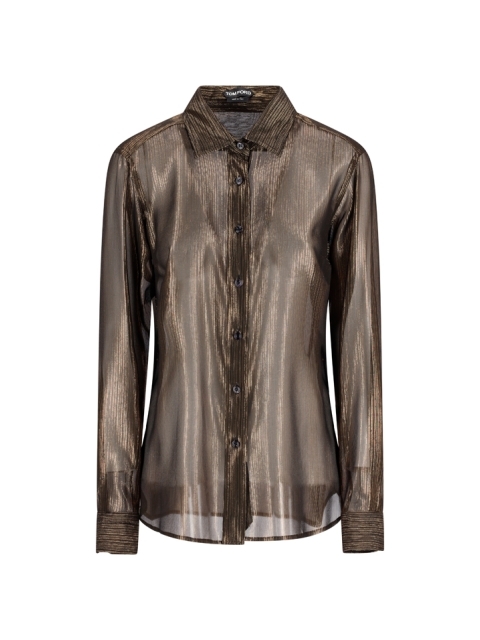 LUREX MICRO-STRIPE SILK CHIFFON SHIRT