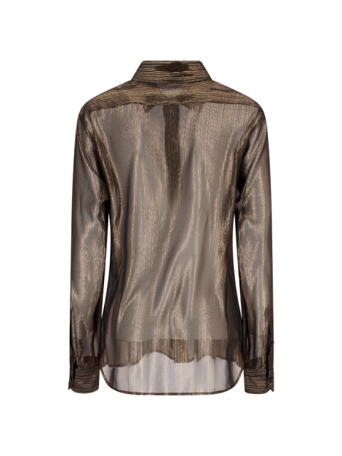 LUREX MICRO-STRIPE SILK CHIFFON SHIRT