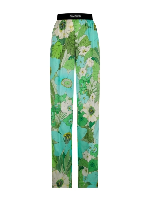 LOGO WAISTBAND FLORAL PRINT TROUSERS