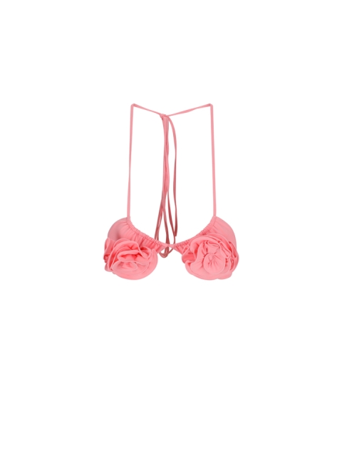 TRIANGLE BIKINI TOP WITH FLORAL STRAPS