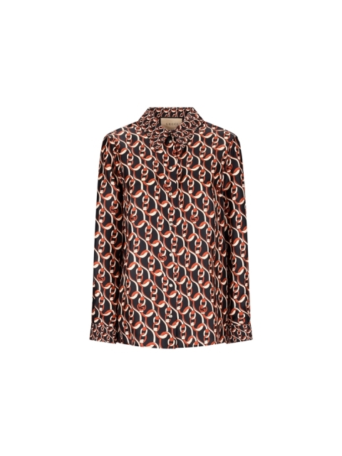 CAMICIA IN SETA CON STAMPA CATENA INCROCIO GG