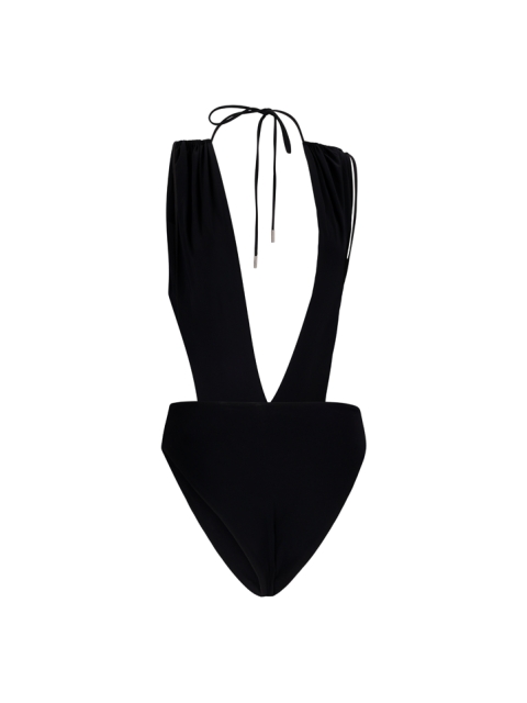 BACKLESS V-HALTER SWIMSUIT