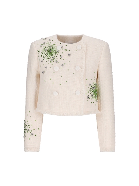 BOXY FIT EMBELLISHED TWEED JACKET
