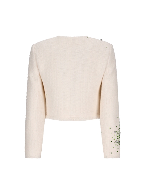 BOXY FIT EMBELLISHED TWEED JACKET