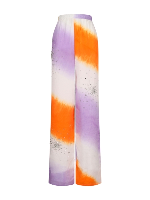 TIE DYE SILK EMBROIDERY PANTS
