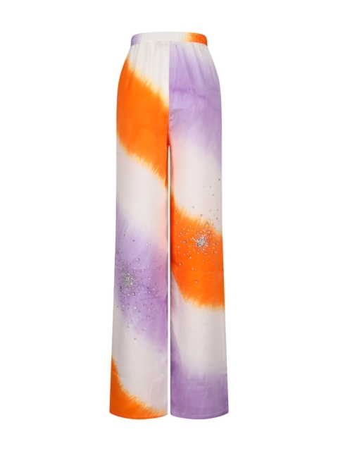 TIE DYE SILK EMBROIDERY PANTS