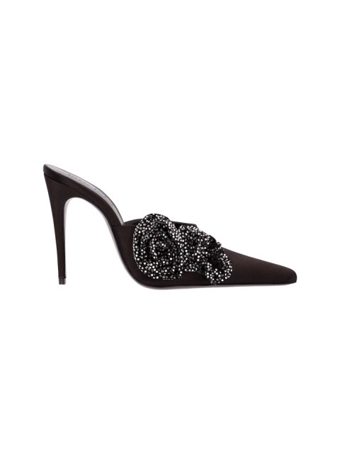 CRYSTAL FLOWER APPLIQUÉ POINTED MULES