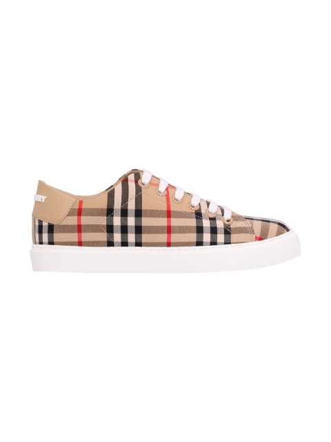 LEATHER AND CHECK SNEAKERS