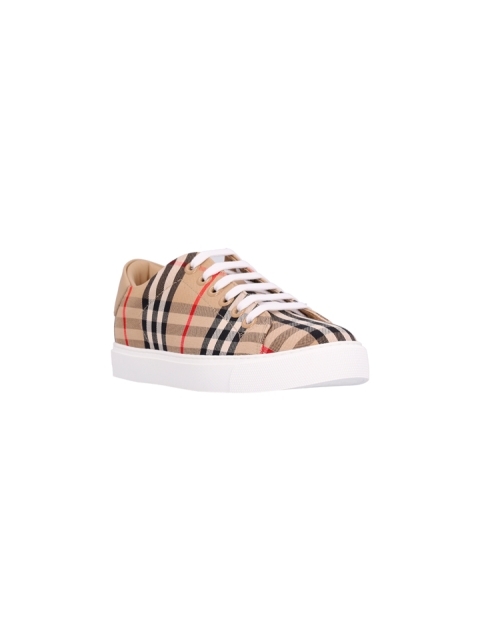 LEATHER AND CHECK SNEAKERS