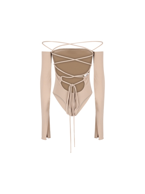 MADDY BODYSUIT OFF SHOULDER LACE UP BODYSUIT