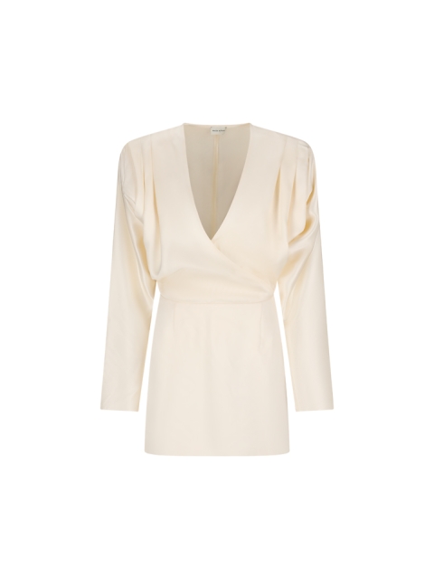 SILK V NECK MINI DRESS