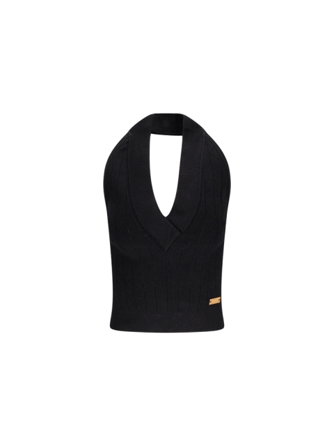 LOGO-PLAQUE KNITTED HALTERNECK TOP