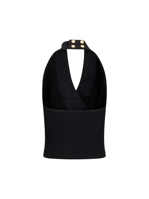LOGO-PLAQUE KNITTED HALTERNECK TOP
