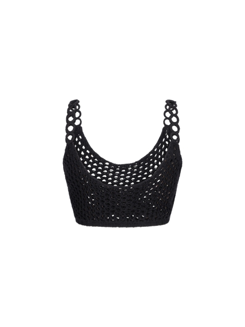 SLEEVELESS CROCHET KNIT TOP 