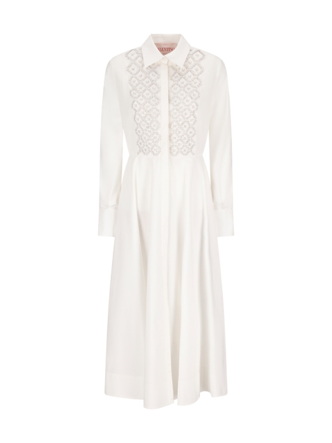 EMBROIDERED COTTON POPLIN CHEMISIER DRESS