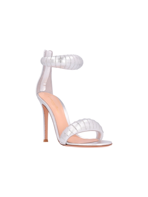 CRYSTAL-EMBELLISHED METALLIC SANDALS