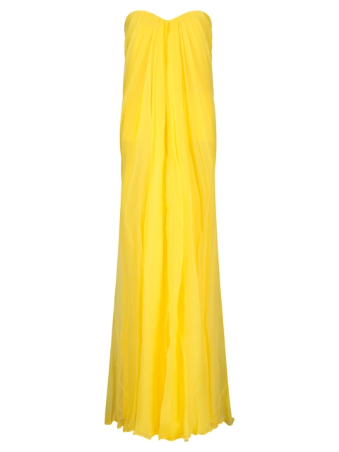 LONG DRAPED BUSTIER DRESS