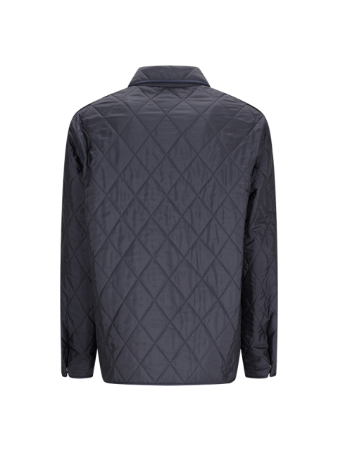QUILTED NYLON SHIRT JACKET WITH METALLIC V DETAIL