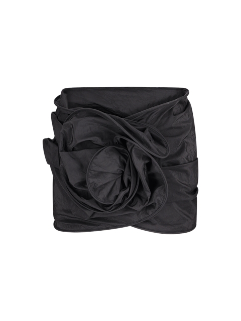 CRINKLE TAFFETA ROSE MINI SKIRT