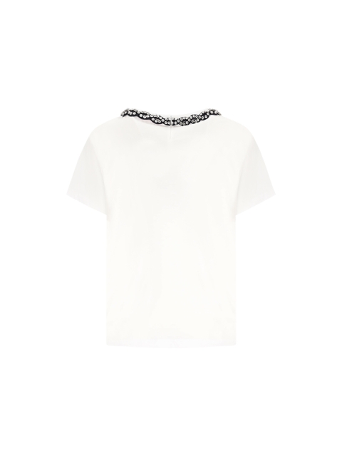 T-SHIRT WITH EMBROIDERY AND STRASS