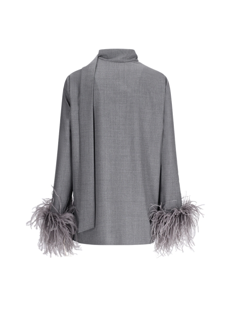 WOOL SHIRT WITH FEATHERS