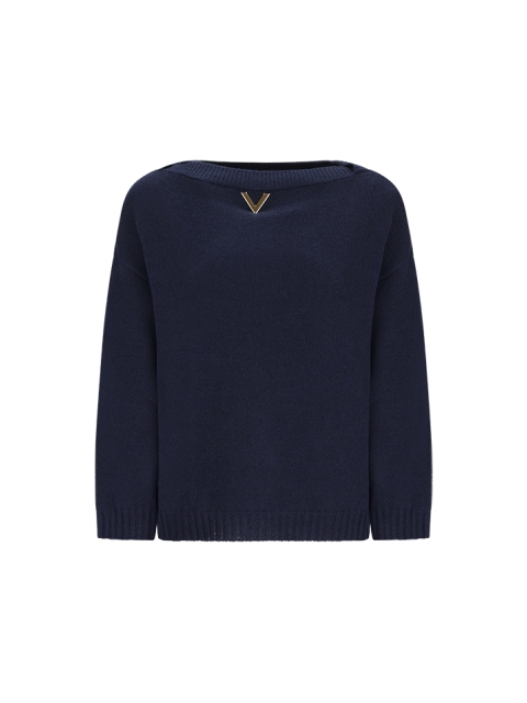V DETAIL LOGO SWEATER